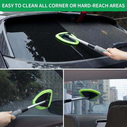 Easy Defogging in Seconds👍Microfiber Windshield Cleaner with Extendable Handle